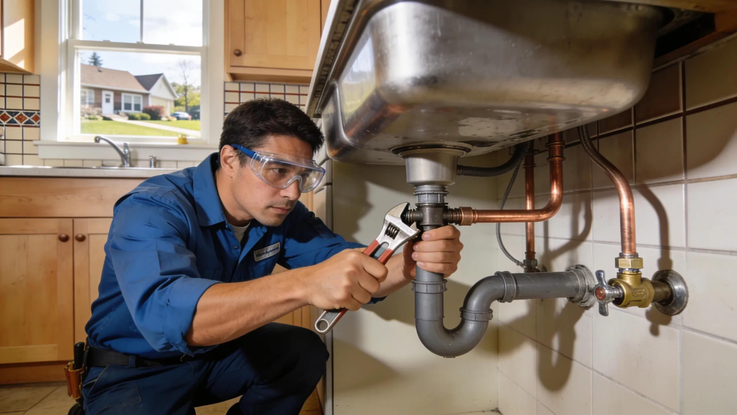 Plumber performing residential plumbing work in Belleville, NJ, emphasizing professional plumbing services