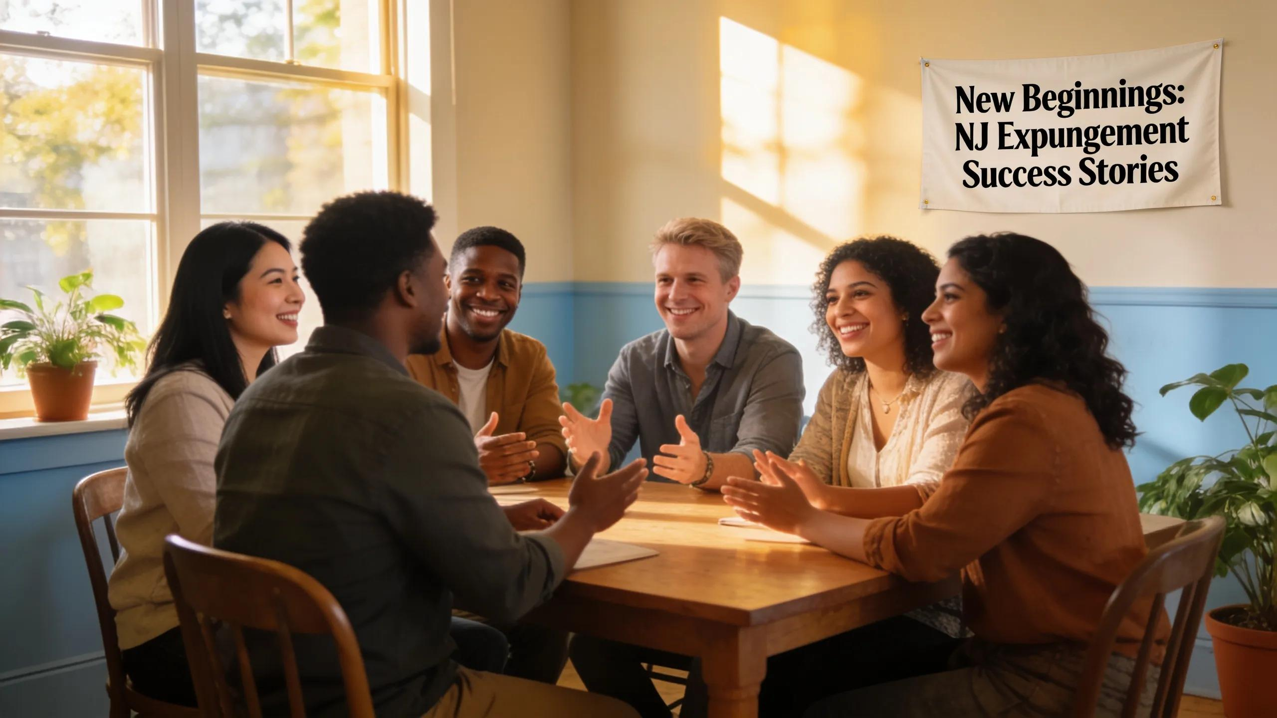 Diverse individuals discussing future possibilities after expungement