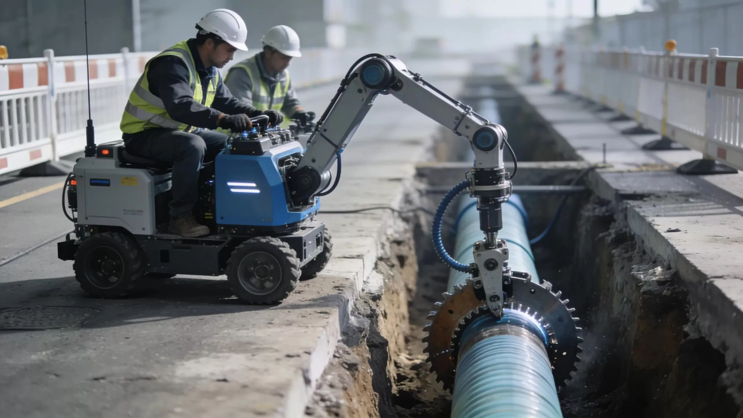 Technicians performing trenchless repair methods on damaged sewer lines.