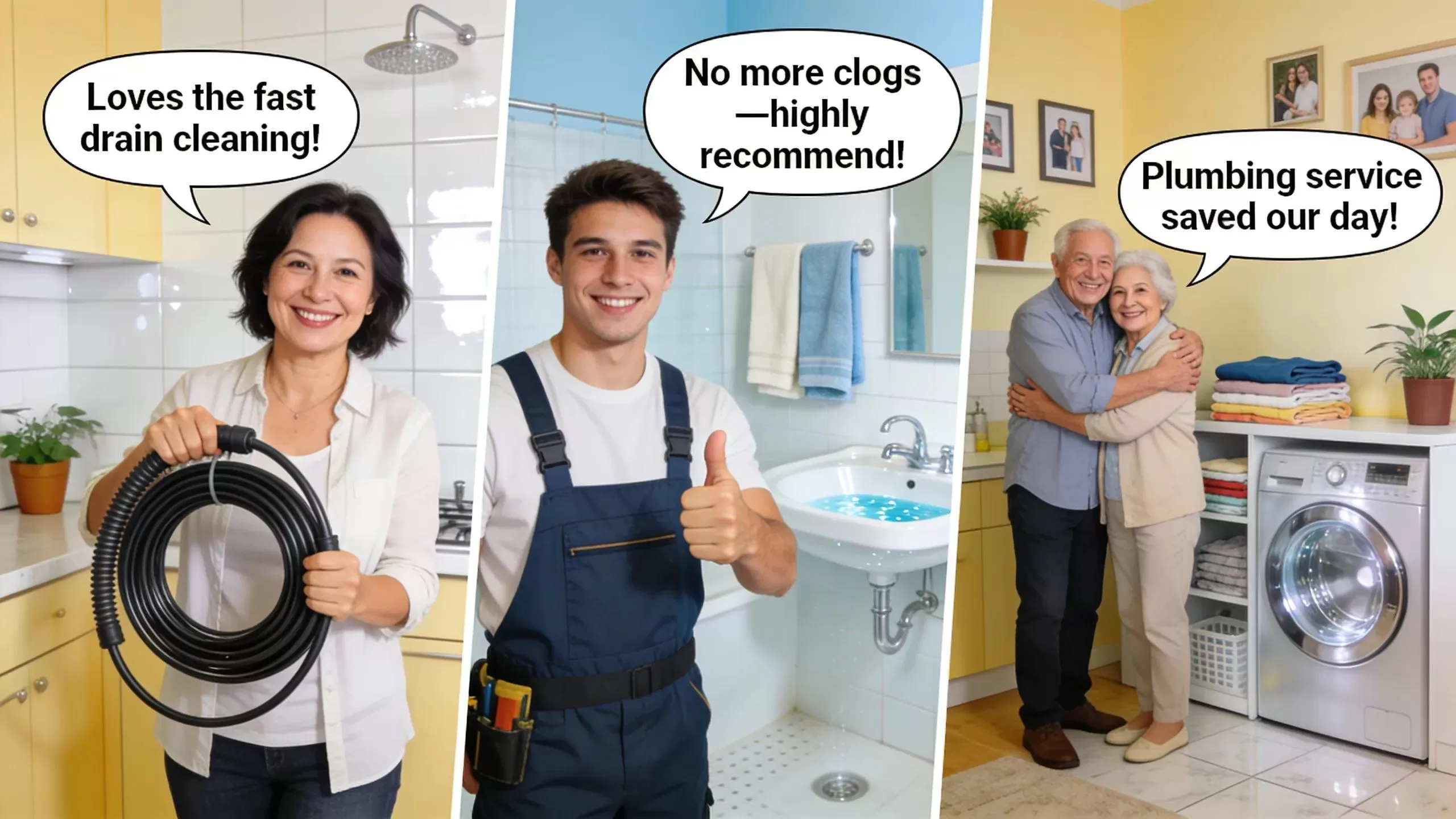 Customers sharing positive feedback about professional drain cleaning services in New Jersey