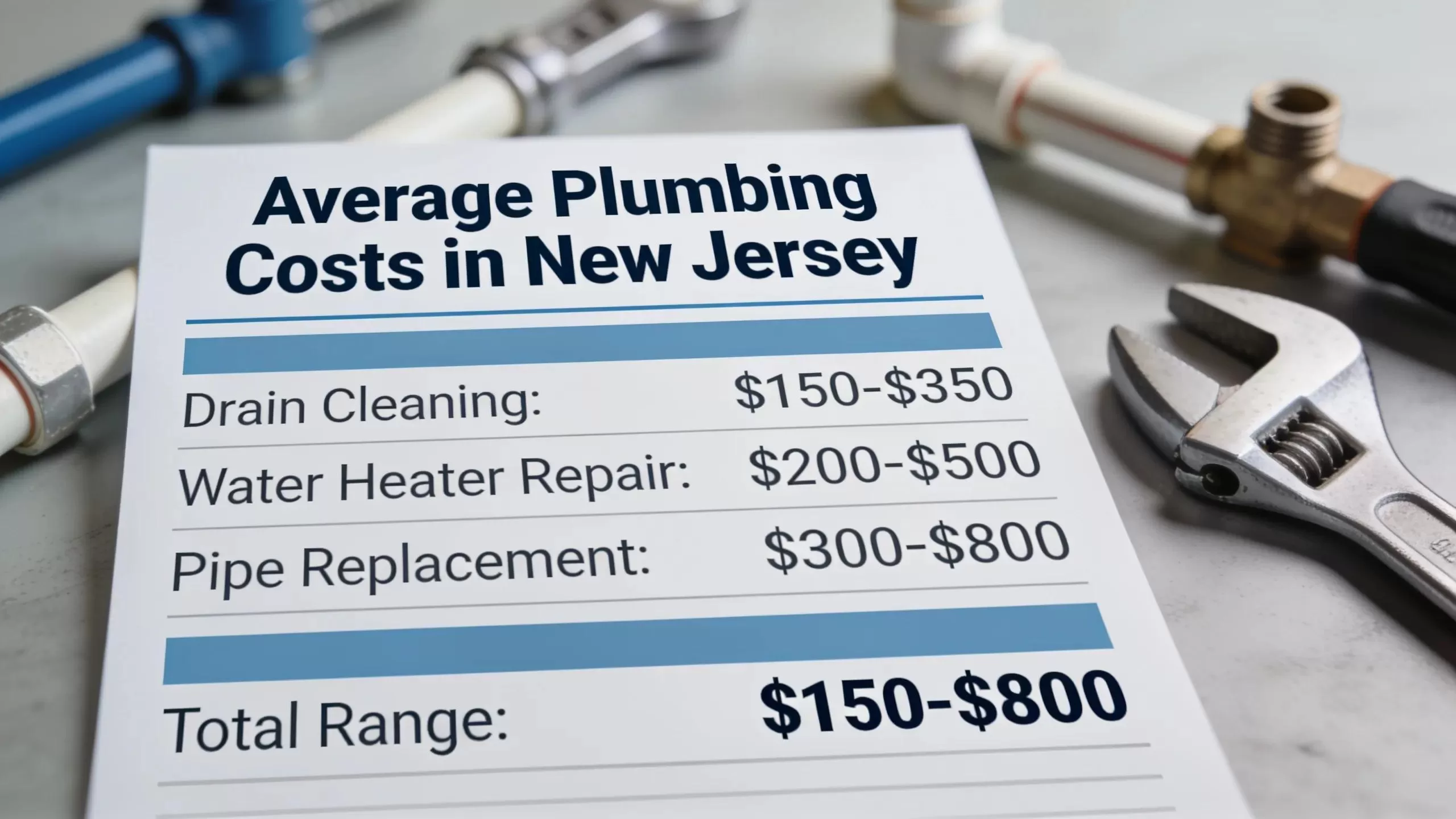 Plumbing invoice showcasing average costs for plumber services in New Jersey, highlighting typical price ranges