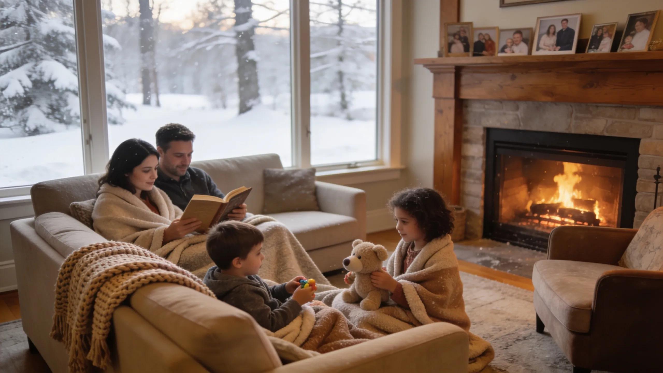 Cozy living room in a New Jersey home during winter, highlighting the comfort provided by effective heating systems