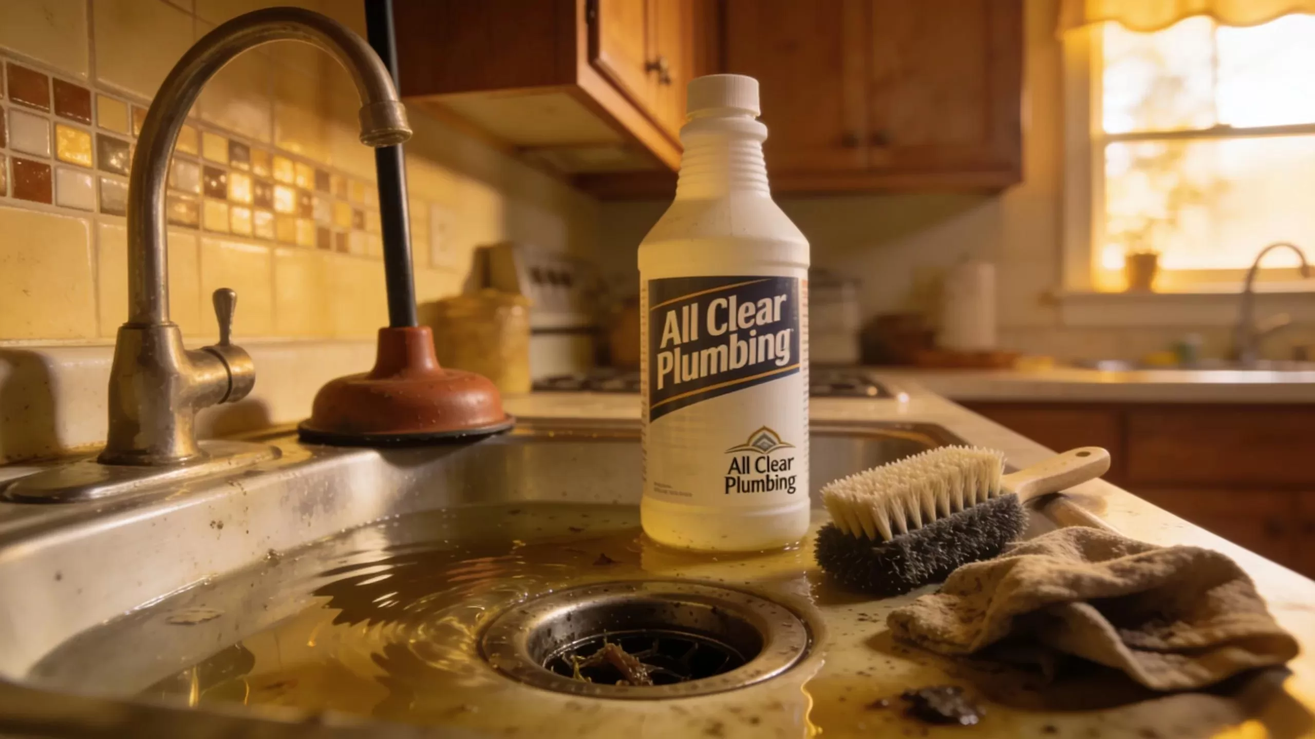 Clogged sink with water pooling, highlighting signs of drain blockages common in NJ homes